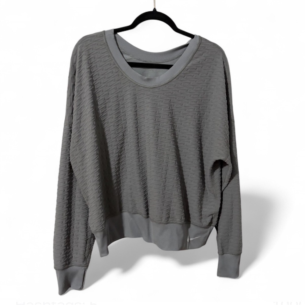Nike Reversible Gray Textured Thumbhole Top XL EUC